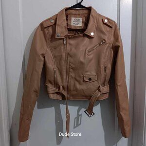 Ashley By 26 International Cropped/Biker Faux Leather Jacket  Size: Medium